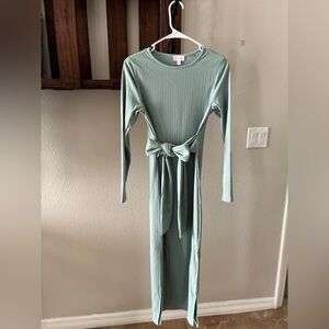 Pink Lily Elegant Mint Green Ribbed Bodycon Maxi Dress
